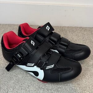 Peloton Black Cycling Shoes with Red Accents - Size 39 EU / 8.5 US